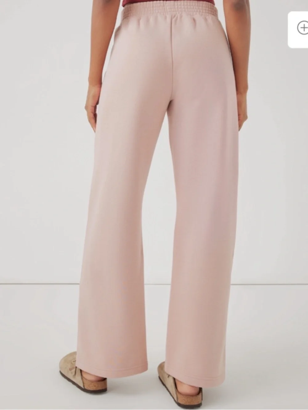Pact Courtside Pink Split Hem Organic Cotton Fleece Sweatpants Wide Leg SZ Large - Picture 2 of 13